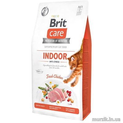 Сухой корм Brit Care Cat GF Indoor Anti-stress для кошек, постоянно живущих в помещении, курица, 7 кг 171301 фото