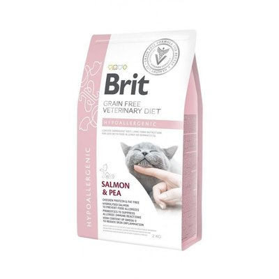 Сухой корм Brit GF VetDiet Cat Hypoallergenic для кошек, с пищевой аллергией и непереносимостью, с лососем и горохом, 2 кг 170960 фото