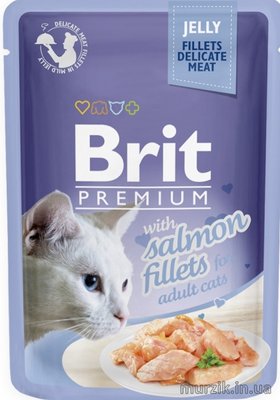 Вологий корм Brit Premium Cat Pouch для котів, філе лосося в желе, 85 г 111242 фото