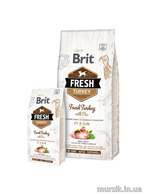 Сухий корм Brit Fresh для дорослих собак, із зайвою вагою, похилого віку, з індичкою та горохом, 12 кг 170995 фото
