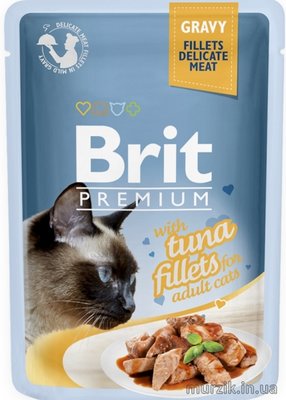 Вологий корм Brit Premium Cat Pouch для котів, філе тунця в соусі, 85 г 111252 фото