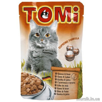 Влажный корм для котов Томи гусь печень пауч 100 г. 8621180 фото