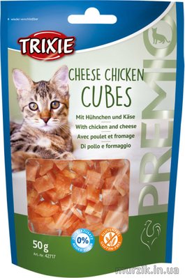 Лакомство для котов "PREMIO Cheese Chicken Cubes" куриные кубики с сыром, 50 г 5598352 фото