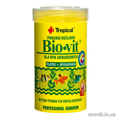 Сухой корм для аквариумных рыб Tropical в хлопьях &#171;Bio-Vit&#187; 100 мл/20 г (для травоядных рыб) 32582571 фото