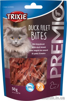 Лакомство для котов "PREMIO Duck Filet Bites" с утиной грудкой, 50 г 42716 фото