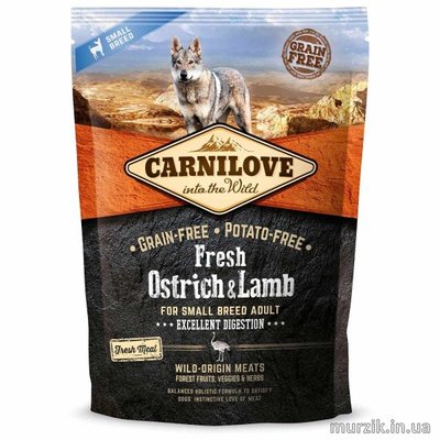 Сухий корм Carnilove Fresh Ostrich & Lamb для дорослих собак дрібних порід, ягня та страус, 1,5 кг 170869 фото