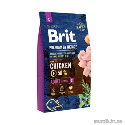 Сухий корм Brit Premium Dog Adult S для дорослих собак малих порід, з куркою, 1 кг 170809 фото
