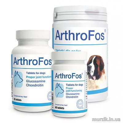 Витаминно-минеральный комплекс для собак Dolfos ArthroFos (Дольфос АртроФос) с хондроитином и глюкозамином 60 табл. (1 табл./20 кг) 9108916 фото
