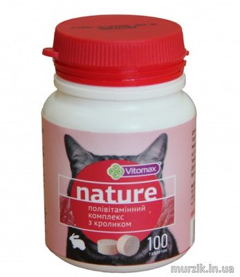 Поливитаминный комплекс Vitomax Nature с кроликом для котов 50 г (100 таблеток) 8939347 фото
