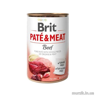 Вологий корм Brit Care Pate & Meat для собак, з яловичиною та індичкою, 400 г 100072 фото