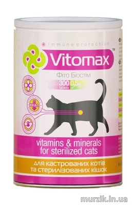 Витамины Vitomax для кастрированных котов и стерилизованных кошек 150 г (300 таблеток) 8939371 фото