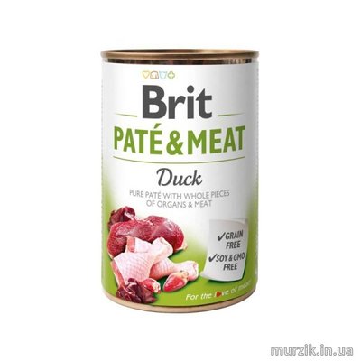 Вологий корм Brit Care Pate & Meat для собак, з качкою, 400 г 100075 фото