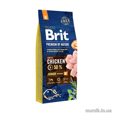 Сухой корм Brit Premium Dog Junior M для щенков и юниоров средних пород, с курицей, 1 кг 170812 фото