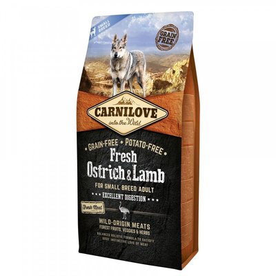 Сухий корм Carnilove Fresh Ostrich & Lamb для дорослих собак дрібних порід, ягня та страус, 6 кг 170870 фото