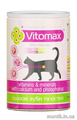 Витамины Vitomax для зубов и костей котов и кошек с кальцием и фосфором 150 г (300 таблеток) 8939373 фото