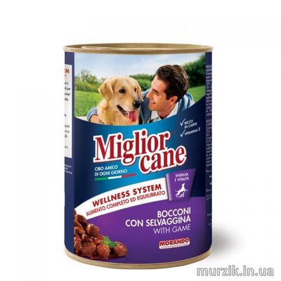 Влажный корм для собак Migliorcane с кусочками дичи, 405 г 42435230 фото