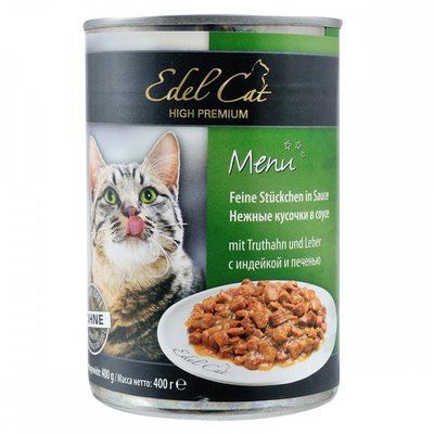 Вологий корм Edel Cat для котів, з індичкою та печінкою, 400 г 1000318 фото
