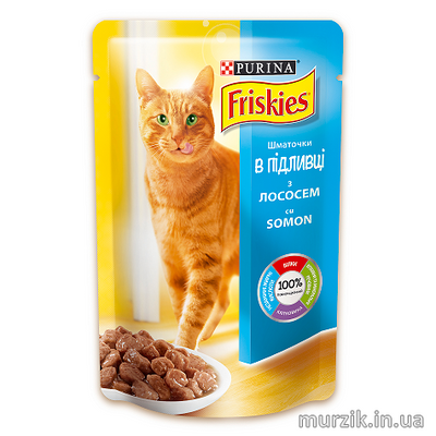 Упаковка 26 шт!!!Влажный корм для котов Friskies (Фрискис) с лососем в подливе 85 г 1526463 фото