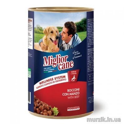 Влажный корм для собак Migliorcane с кусочками говядины, 1250 г 42435232 фото