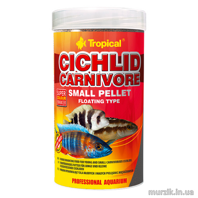 Сухой корм для аквариумных рыб Tropical в гранулах &#171;Cichlid Carnivore Small Pellet&#187; 1 л/360 г(для плотоядных цихлид) 32582667 фото
