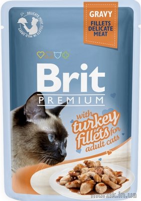 Вологий корм Brit Premium Cat Pouch для котів, філе індички в соусі, 85 г 111251 фото