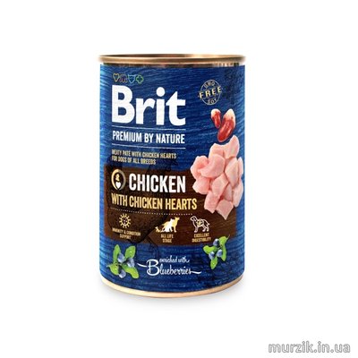 Влажный корм Brit Premium by Nature для собак, курица с куриным сердцем, 400 г 100405 фото