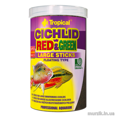 Сухой корм для аквариумных рыб Tropical в палочках &#171;Cichlid Red & Green Large Sticks&#187; 1 л/300 г (для всех цихлид) 32582683 фото