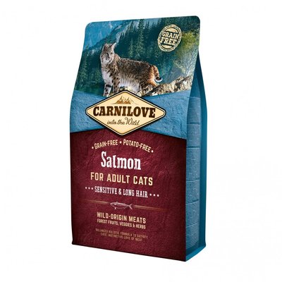 Сухий корм Carnilove Cat Sensitive & Long Hair для котів з чутливим травленням, лосось, 2 кг 170198 фото
