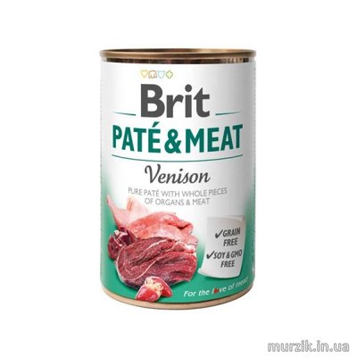 Вологий корм Brit Care Pate & Meat для собак, з олениною, 400 г 100078 фото