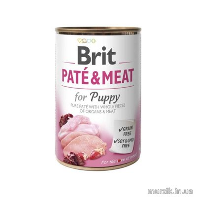 Вологий корм Brit Care Pate & Meat для цуценят, з куркою та індичкою, 400 г 100079 фото