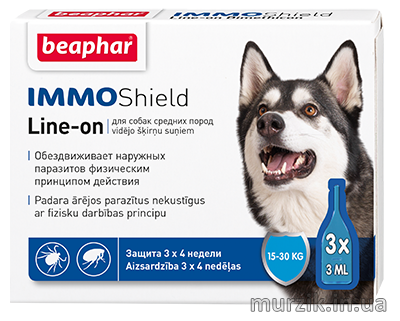 Капли Beaphar IMMO SHIELD от блох и клещей с диметиконом для собак 15-30 кг (3 пипетки) 14510923 фото