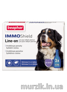 Капли Beaphar IMMO SHIELD от блох и клещей с диметиконом для собак от 30 кг (3 пипетки) 14517582 фото