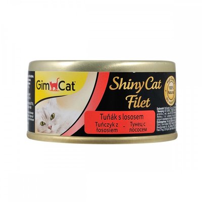 Вологий корм GimCat Shiny Cat Filet для котів, тунець та лосось, 70 г 414201 фото