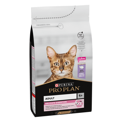 Сухой корм ProPlan Delicate для взрослых кошек с чувствительным пищеварением или требовательных к еде, с индейкой 10 кг 1682947 фото