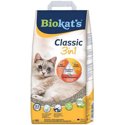 Наповнювач Biokats Classic 3in1 для котячого туалету, бентонітовий, 10 л 613307 фото