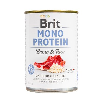 Вологий корм Brit Mono Protein Lamb & Rice для собак, з ягнятиною та рисом, 400 г 100053 фото