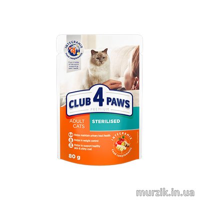 Влажный корм "Клуб 4 лапы" для стерилизованных кошек и кастрированных котов 80 г 8815417 фото