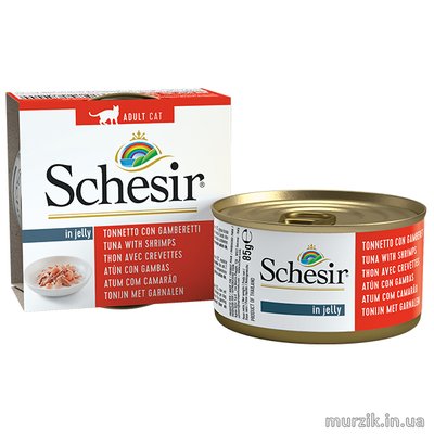 Schesir ТУНЕЦ С КРЕВЕТКАМИ (Tuna Prawns) консервы для кошек, банка, 85 г. 2029905 фото