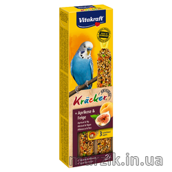 Крекер для волнистых попугаев Vitakraft "Kracker Original + Apricot & Fig" 2 шт. (абрикос и рис) 1438437 фото