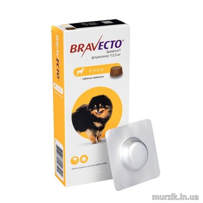 Таблетка от блох и клещей Bravecto (Бравекто) для собак весом от 2 до 4,5 кг. 5350177 фото