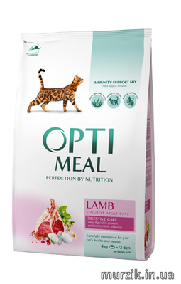 Сухой корм для кошек с чувствительным пищеварением Optimeal (Оптимил) со вкусом ягненком 300 г. 9121899 фото