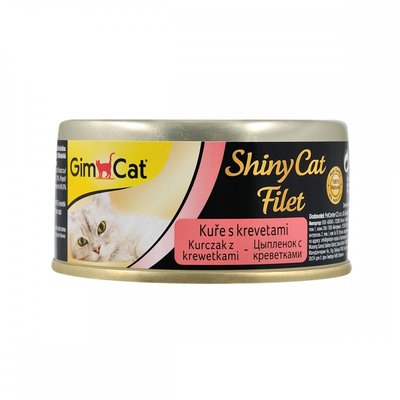 Вологий корм GimCat Shiny Cat Filet для котів, курка і креветки, 70 г 413785 фото