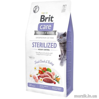 Сухой корм Brit Care Cat GF Sterilized Weight Control для стерилизованных кошек с избыточным весом, утка и индейка, 7 кг 171293 фото