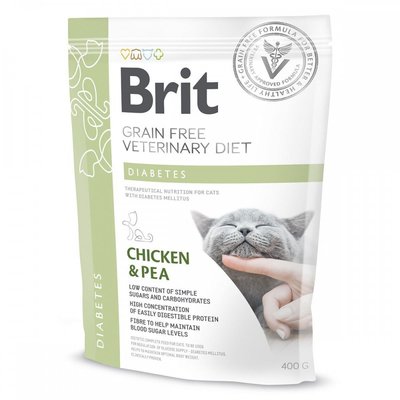 Сухой корм Brit GF VetDiets Cat Diabetes для кошек, при сахарном диабете, с курицей и горохом, 400 г 170970 фото