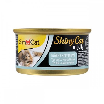 Вологий корм GimCat Shiny Cat для котів, тунець та креветки, 70 г 413099 фото