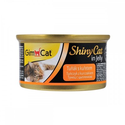 Вологий корм GimCat Shiny Cat для котів, тунець та курка, 70 г 413105 фото