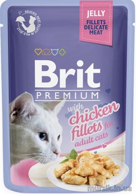 Вологий корм Brit Premium Cat Pouch для котів, філе курки в желе, 85 г 111240 фото