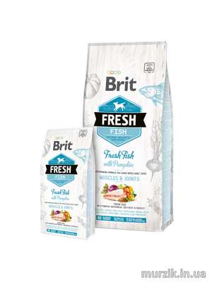 Сухий корм Brit Fresh для дорослих собак великих порід, для м'язів та суглобів, з рибою та гарбузом, 2,5 кг 170994 фото