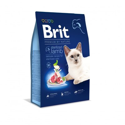Сухий корм Brit Premium Cat by Nature Sterilized Lamb для стерилізованих котів, з ягням, 8 кг 171871 фото
