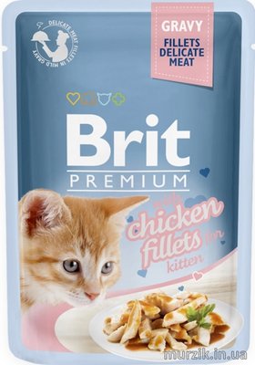 Вологий корм Brit Premium Cat Pouch для кошенят, філе курки в соусі, 85 г 111255 фото